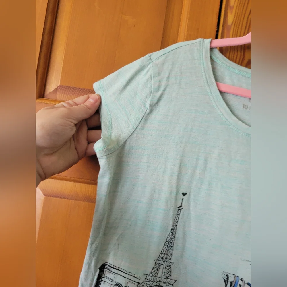 Justice Mint Green Tee with Blue Accent